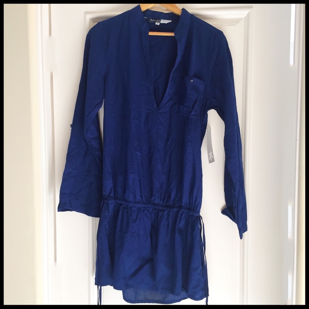 SPLENDID Swim Royal Blue 100% Cotton Coverup! ☀️ - Picture 2 of 16